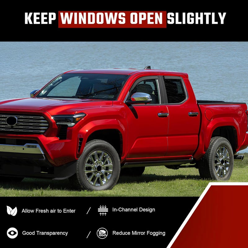 ISINLASSO in-Channel Rain Guards Fit for Toyota Tacoma Double Cab 2024 2025 Black Extra Durable Shatterproof Side Window Deflectors, Vent Window Visors, Wind Deflectors - 4 PCS - Image 4